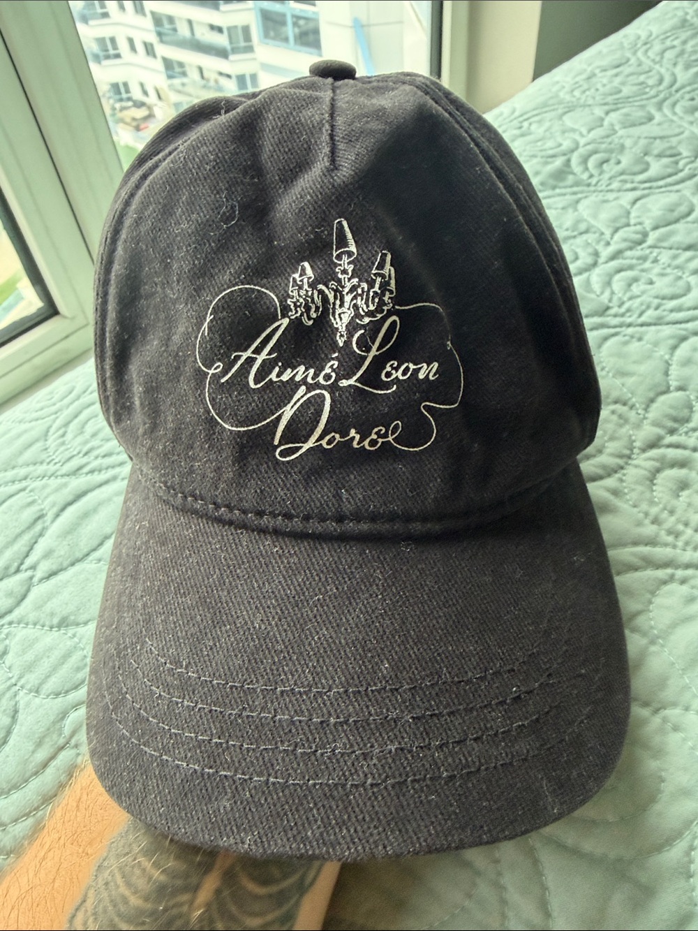 Aime Leon Dore Black Baseball Cap with White Script Logo